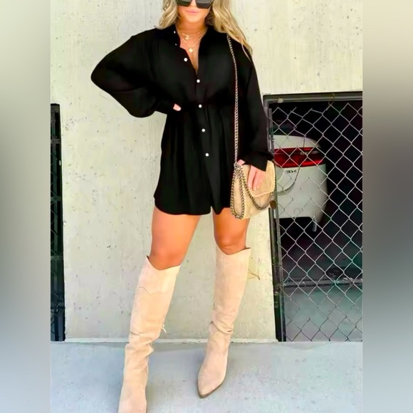❣️ NEW Solid Color Long Sleeved Romper jumpsuit shorts - Picture 1 of 5